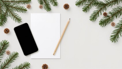 Holiday Planning Workspace with Smartphone and Notebook for New Year Goals
