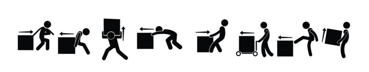 man pushing icon vectors 