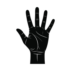 Fototapeta premium Black silhouette of an open hand with fingers spread