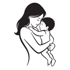 Obraz premium Bundle collection set design mother holding her baby isolated on
