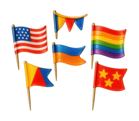 Miniature flag wine glass markers for a festive, patriotic cottage celebration.