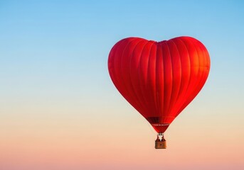 Obraz premium Red heartshaped hot air balloon in the sky