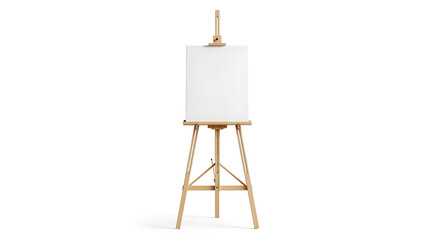 Wooden Easel with Blank Canvas Ready for Artistic Creation on White Background