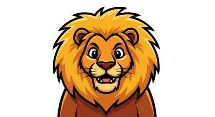 Cartoon Lion with Golden Mane and Happy Expression