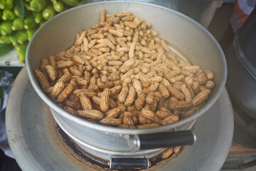 Steaming Boiled Peanuts in a Pot