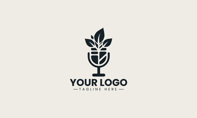 Microphone leaf vector logo