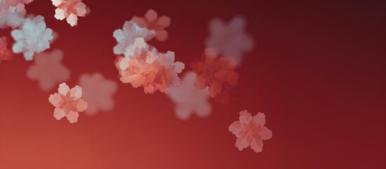 festive red background with floating translucent snowflakes