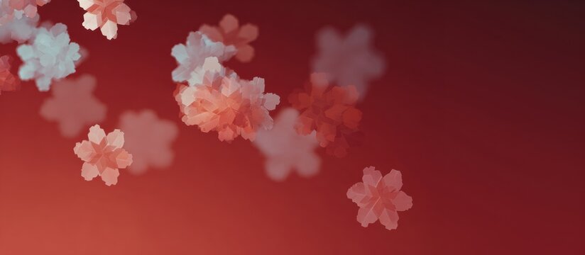 festive red background with floating translucent snowflakes - Powered by Adobe