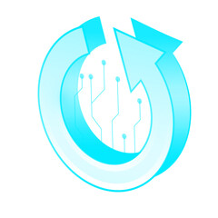 Futuristic Cloud Computing Cycle with Neon Blue Data Flow