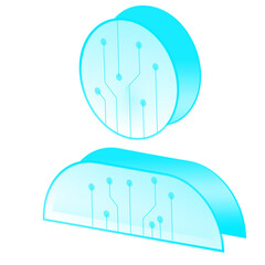 Glowing Cyan Digital User Profile Icon on Black