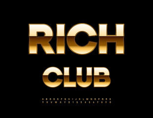 Vector Elite icon Rich Club. Classy Golden Font. Luxury Alphabet Letters and Numbers set