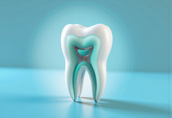 Modern dental tooth model on blue background representing International Dentist Day  