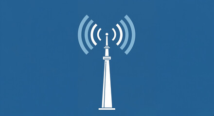 Communication Tower Broadcasting Signal: Wireless Network, Telecommunication, and Internet Connectivity Icon
