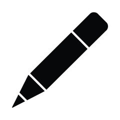 Simple black silhouette of a pencil or pen