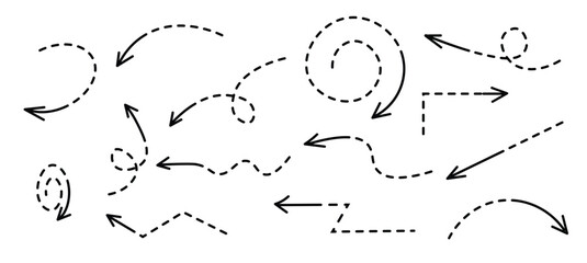multidirectional black arrows hand drawn on white background 
