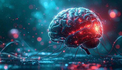 Abstract illustration of a glowing brain depicting neural activity and connections