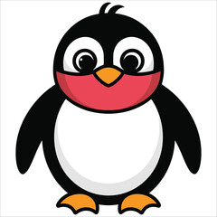 Obraz premium Cartoon penguin with a red beak isolated on