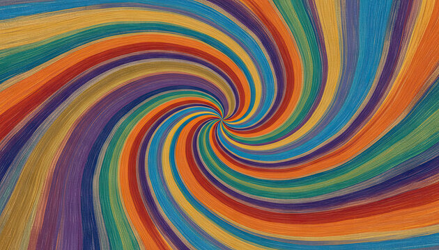 Vibrant Rainbow Swirl Pattern with Glittery Textured Stripes and Psychedelic Vortex Effect in Bright Sunlight