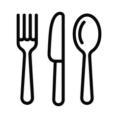 Simple outline drawing of fork knife and spoon