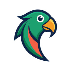 Tropical parrot mascot logo design with vibrant green bird head icon for branding Vector illustration