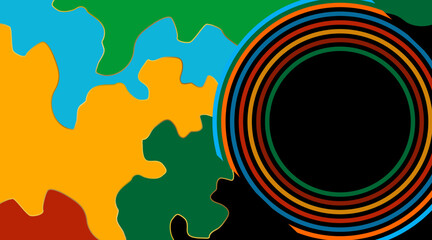 Background of Bright Abstract Organic Shapes with Golden Outlines