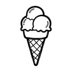 Hand-drawn ice cream cone vector illustration in doodle style