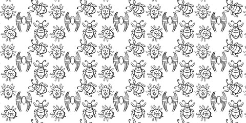 Seamless floral and butterfly pattern vector illustration