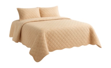A cozy, quilted bedspread for warmth on a queen-sized bed in the master bedroom.