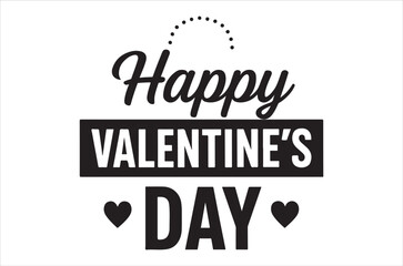 Black and white valentine s day greeting with decorative hearts and lettering