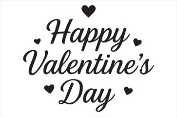 Happy valentine s day text with decorative hearts on a white background