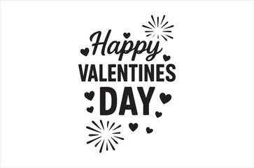 Happy valentines day lettering with hearts and sparkling elements design