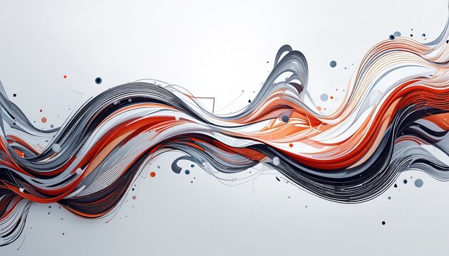 Stunning fluid lines of orange, black, and grey creating a modern dynamic flow for technology, innovation, and design projects needing visual impact