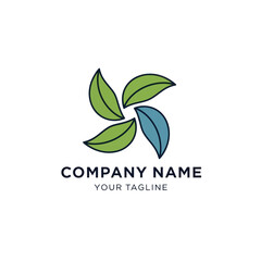 Abstract Swirl of Four Leaves Logo Design.