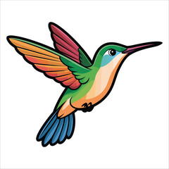 Colorful hummingbird in flight with wings spread isolated on