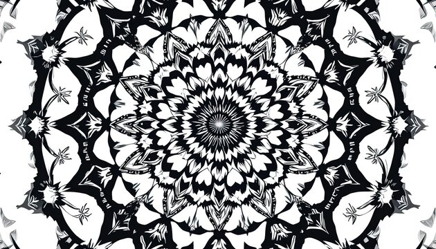 Striking black and white kaleidoscopic design for modern backgrounds and creative projects, a dynamic pattern that adds visual interest and artistic flair - Powered by Adobe