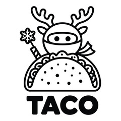 Taco reindeer christmas illustration