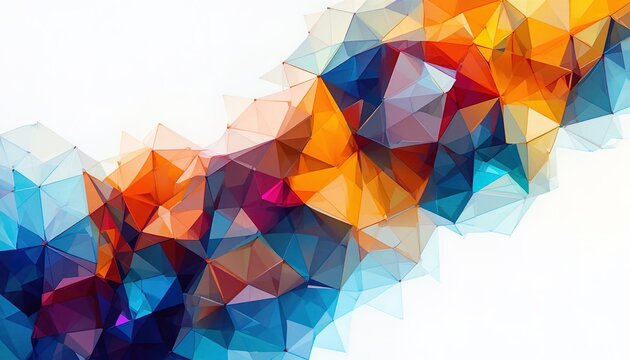Dynamic geometric background with vibrant orange and blue triangles creates a modern, abstract design perfect for tech, science, or creative projects