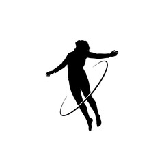 Silhouette of a Woman in Motion with Circular Swirl.