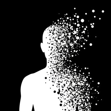 Disintegrating Silhouette - Conceptual Representation of Mental Fragmentation.