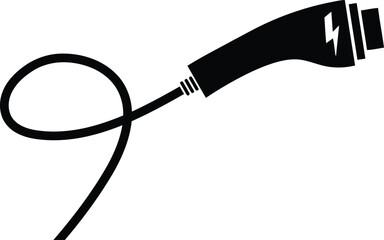 electric vehicle, ev, charging, plug, cable, connector, electricity, power, energy, sustainable, technology, transportation, icon, symbol, silhouette, black and white, clean energy, automotive, car, c
