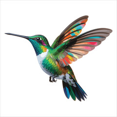 Obraz premium Colorful hummingbird in flight isolated on nature illustration