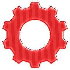 Glossy Christmas Gear with a 3D Effect – Red Candy Cane Striped Jelly Settings Symbol for Holiday Season