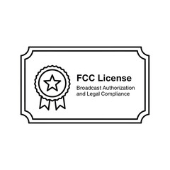 Fcc license, broadcast authorization and legal compliance, isolated on
