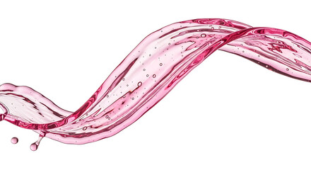 Graceful Pink Liquid Splash, Curving Fluid Motion on White