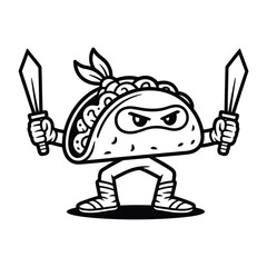 Taco ninja character with swords