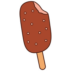 Bitten Chocolate Ice Cream Bar Illustration