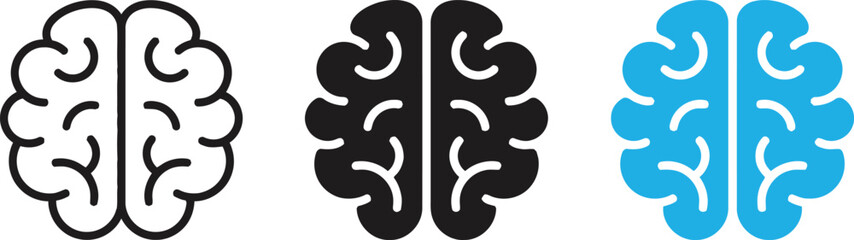 brain, icon, outline, solid, black, blue, human brain, mind, thinking, intelligence, knowledge, idea, concept, science, psychology, neurology, medical, symbol, graphic, design, vector, illustration, s