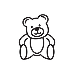 Teddy bear editable outline icon isolated on white background flat