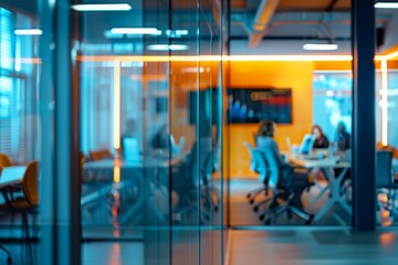 Team collaborating in a modern office space with focus on discussion