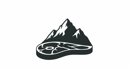 Raw steak merges with majestic mountain peak in stylized graphic